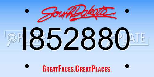 I852880 South Dakota License Plate