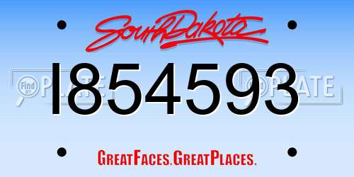 I854593 South Dakota License Plate