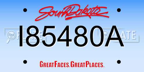 I85480A South Dakota License Plate