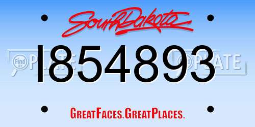 I854893 South Dakota License Plate
