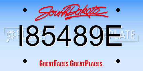 I85489E South Dakota License Plate