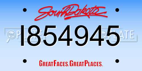 I854945 South Dakota License Plate