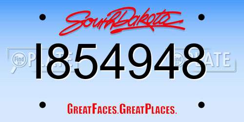I854948 South Dakota License Plate