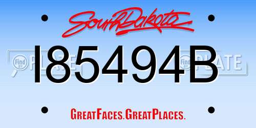 I85494B South Dakota License Plate