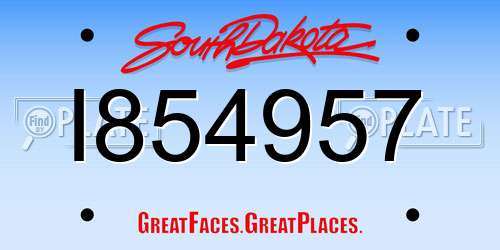 I854957 South Dakota License Plate