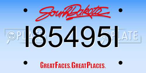 I85495I South Dakota License Plate