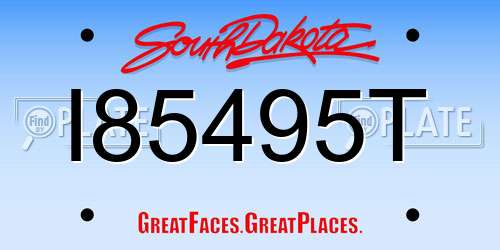 I85495T South Dakota License Plate
