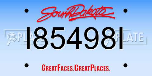I85498I South Dakota License Plate