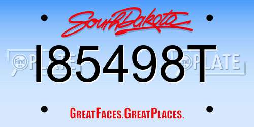 I85498T South Dakota License Plate