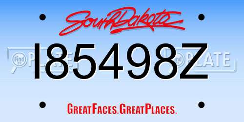 I85498Z South Dakota License Plate