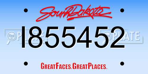I855452 South Dakota License Plate