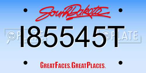 I85545T South Dakota License Plate