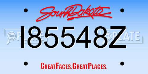 I85548Z South Dakota License Plate