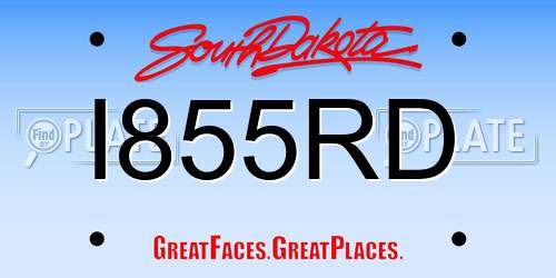I855RD South Dakota License Plate