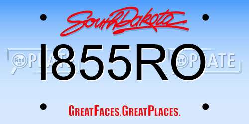 I855RO South Dakota License Plate