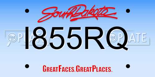 I855RQ South Dakota License Plate