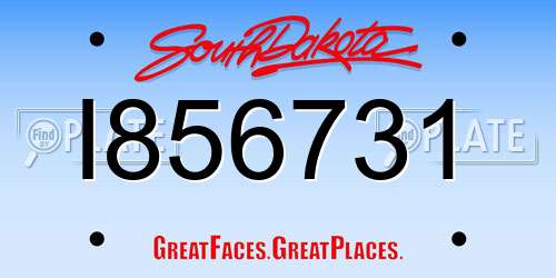 I856731 South Dakota License Plate