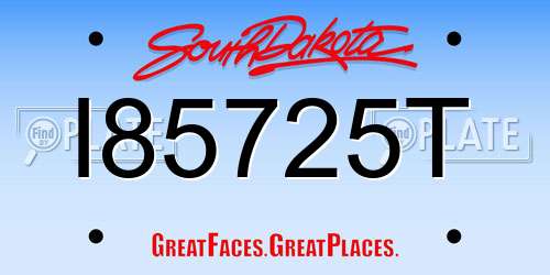 I85725T South Dakota License Plate