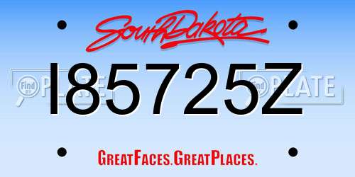I85725Z South Dakota License Plate