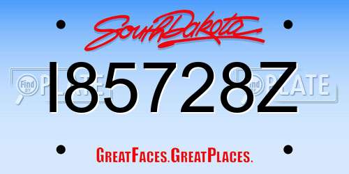 I85728Z South Dakota License Plate