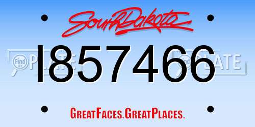I857466 South Dakota License Plate