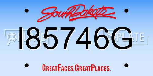 I85746G South Dakota License Plate