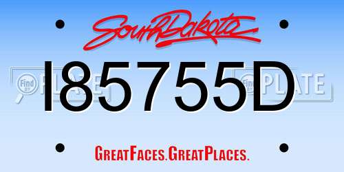 I85755D South Dakota License Plate