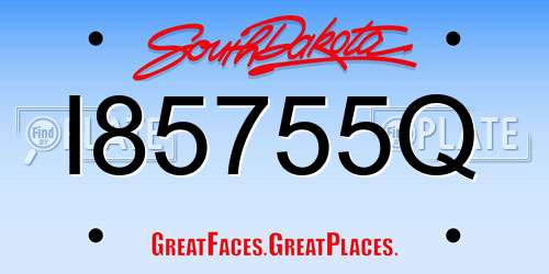 I85755Q South Dakota License Plate