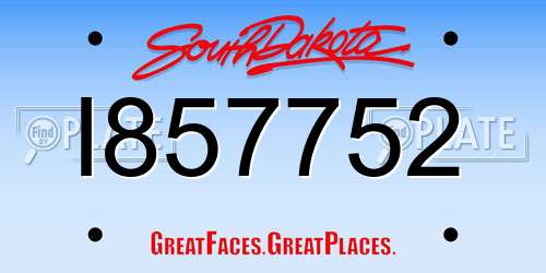 I857752 South Dakota License Plate