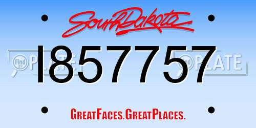 I857757 South Dakota License Plate
