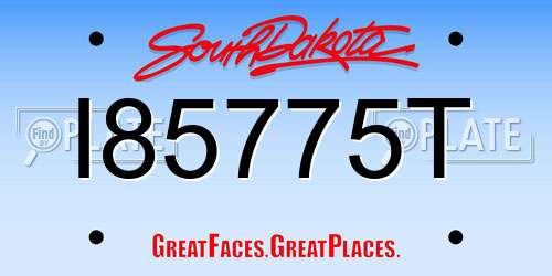 I85775T South Dakota License Plate