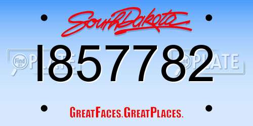 I857782 South Dakota License Plate
