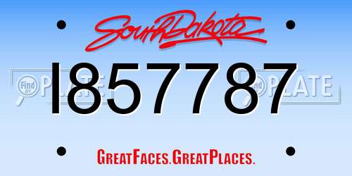 I857787 South Dakota License Plate