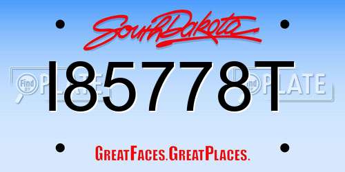 I85778T South Dakota License Plate
