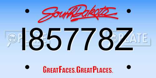 I85778Z South Dakota License Plate
