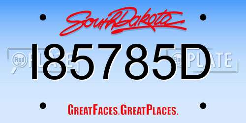 I85785D South Dakota License Plate