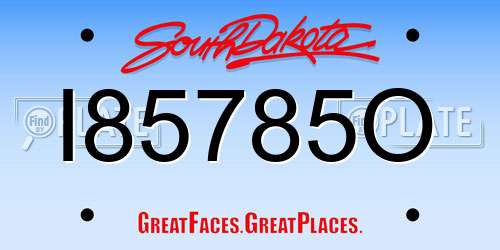 I85785O South Dakota License Plate