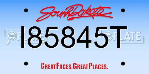 I85845T South Dakota License Plate