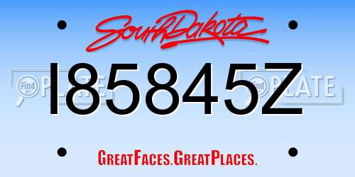I85845Z South Dakota License Plate