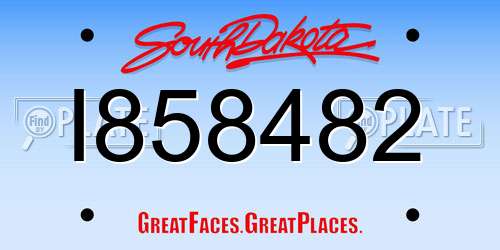 I858482 South Dakota License Plate