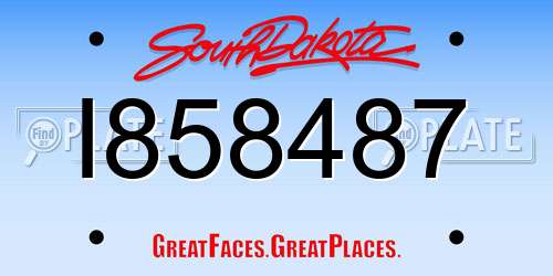 I858487 South Dakota License Plate