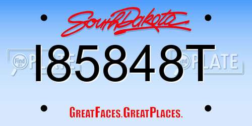 I85848T South Dakota License Plate
