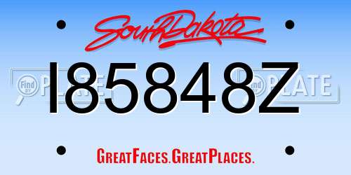 I85848Z South Dakota License Plate