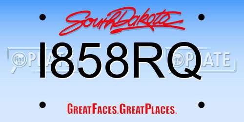 I858RQ South Dakota License Plate