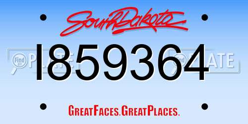 I859364 South Dakota License Plate