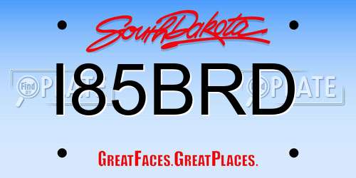 I85BRD South Dakota License Plate