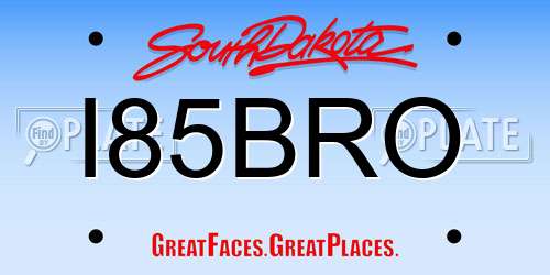 I85BRO South Dakota License Plate