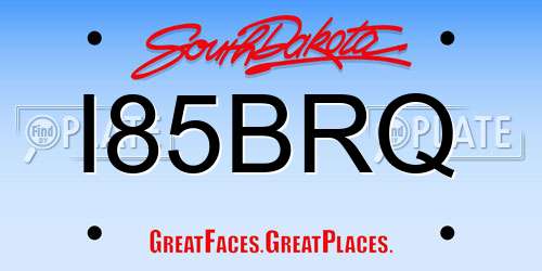 I85BRQ South Dakota License Plate