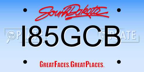 I85GCB South Dakota License Plate