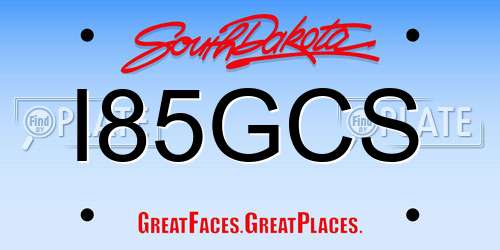I85GCS South Dakota License Plate